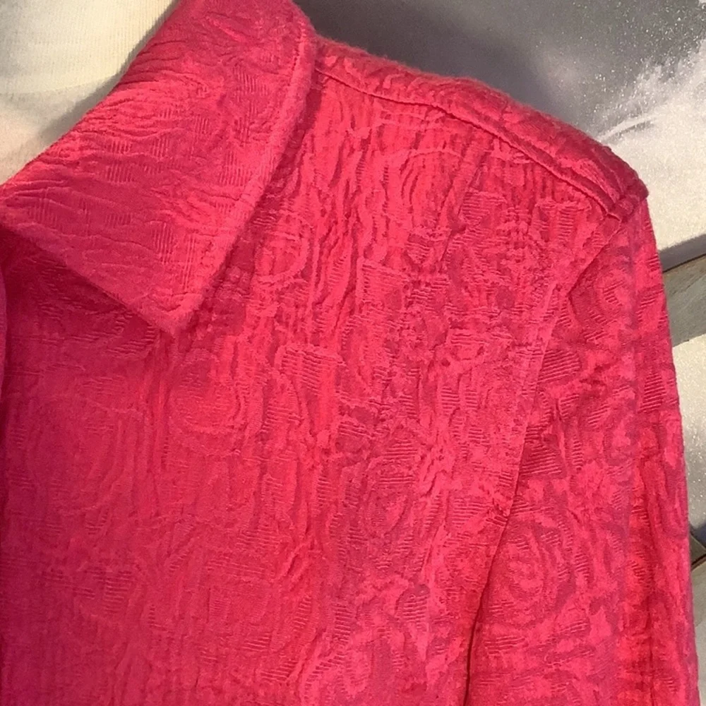 Coldwater Creek Matelasse Pink French Cuff Cotton Blend Jacket Blazer Sz 16